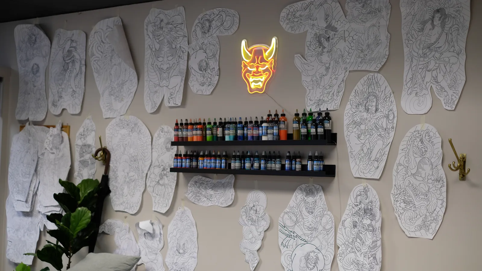 Irezumi design wall inside Horiryu II Tattoo studio in Vancouver