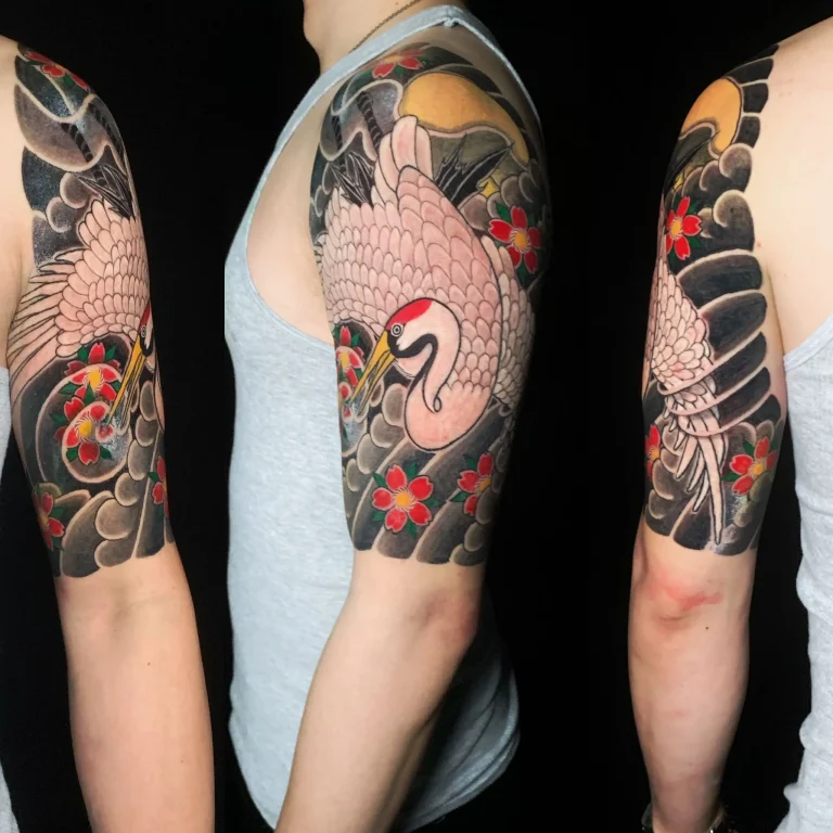 Crane Half Sleeve Japanese Traditional Tattoo Irezumi - Sleeves - Japanese tattoo Vancouver by Horiryu II