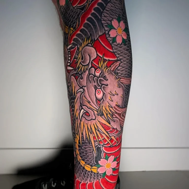 Dragon Ryu Cherry Blossom Full Leg Sleeve Japanese Traditional Tattoo Irezumi - Leg Sleeves - Japanese tattoo Vancouver by Horiryu II