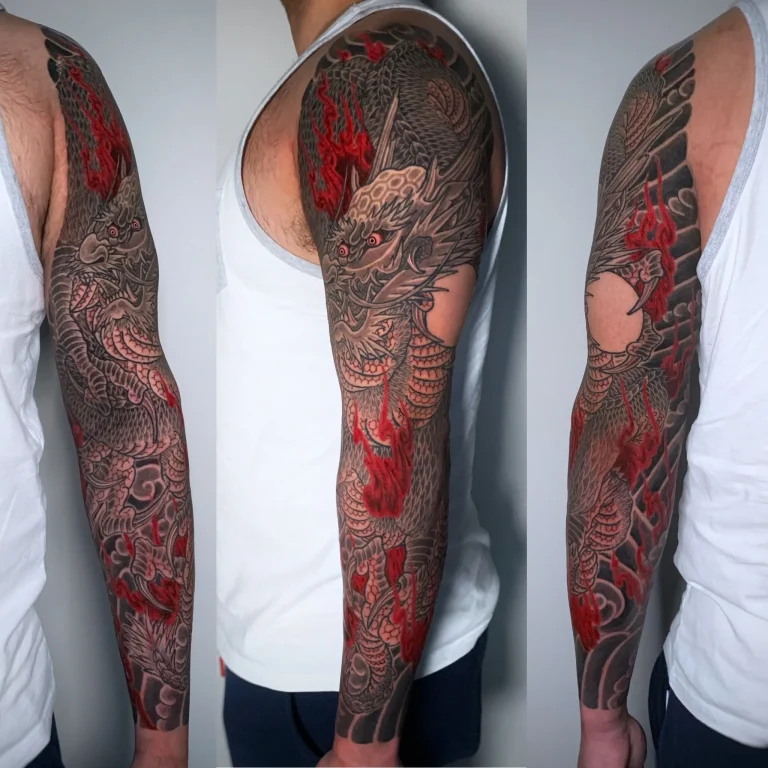 Dragon Ryu Flames Full Arm Sleeve Japanese Traditional Tattoo Irezumi - Sleeves - Japanese tattoo Vancouver by Horiryu II