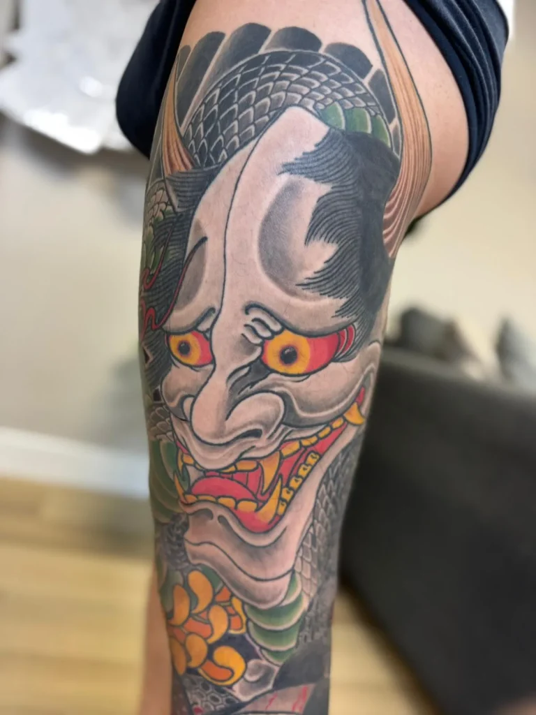 Hannya Leg Sleeve Japanese Traditional Tattoo Irezumi - Leg Sleeves - Japanese tattoo Vancouver by Horiryu II