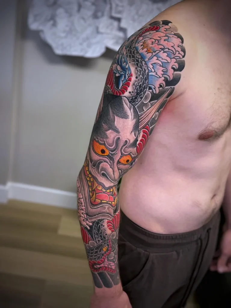 Hannya Mask Full Arm Sleeve Japanese Traditional Tattoo Irezumi - Sleeves - Japanese tattoo Vancouver by Horiryu II