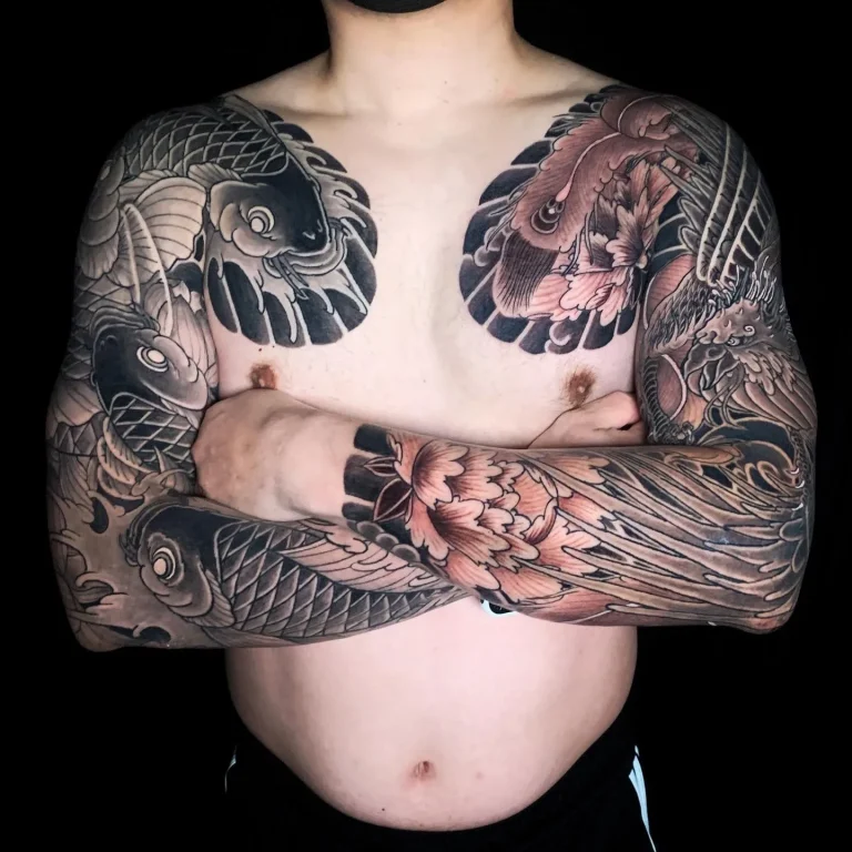 Koi Fish Peony Botan Lotus Hasu Phoenix Hoo Double Full Arm Sleeve Japanese Traditional Tattoo Irezumi - Sleeves - Japanese tattoo Vancouver by Horiryu II