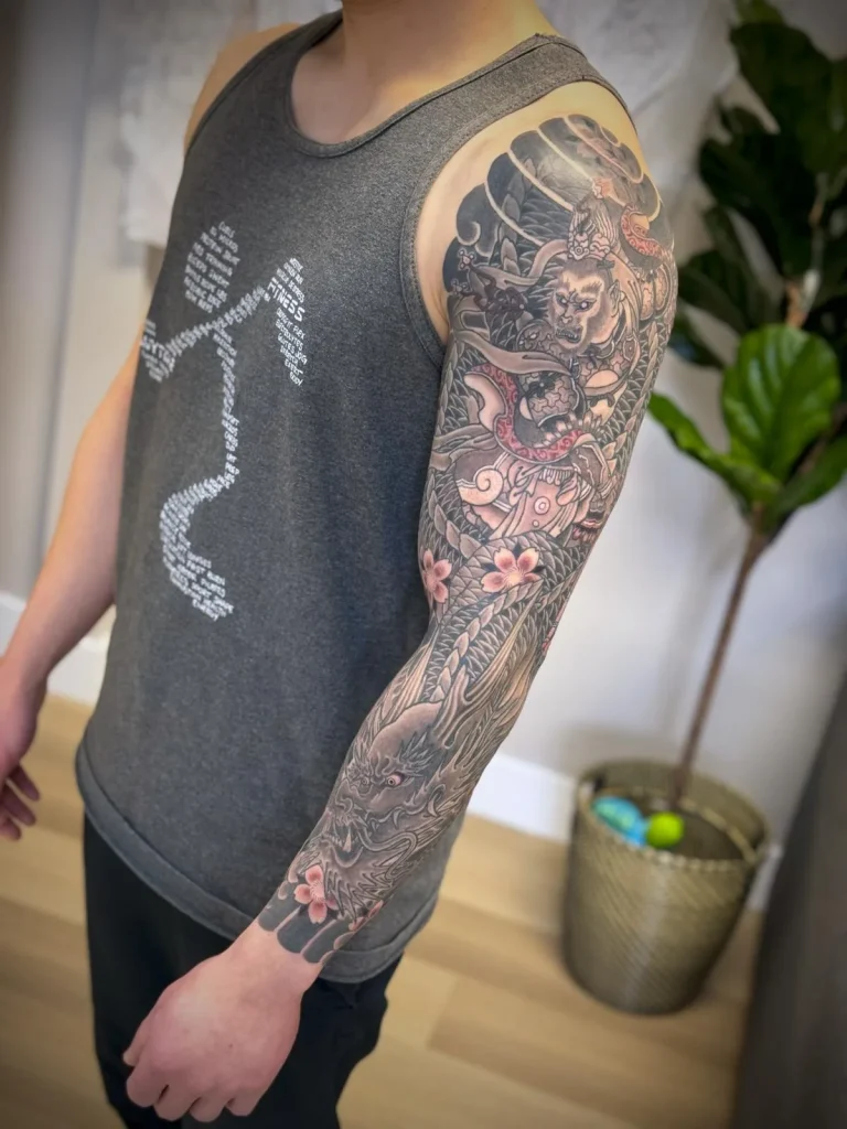 Monkey King Wukong Dragon Ryu Full Arm Sleeve Japanese Traditional Tattoo Irezumi - Sleeves - Japanese tattoo Vancouver by Horiryu II