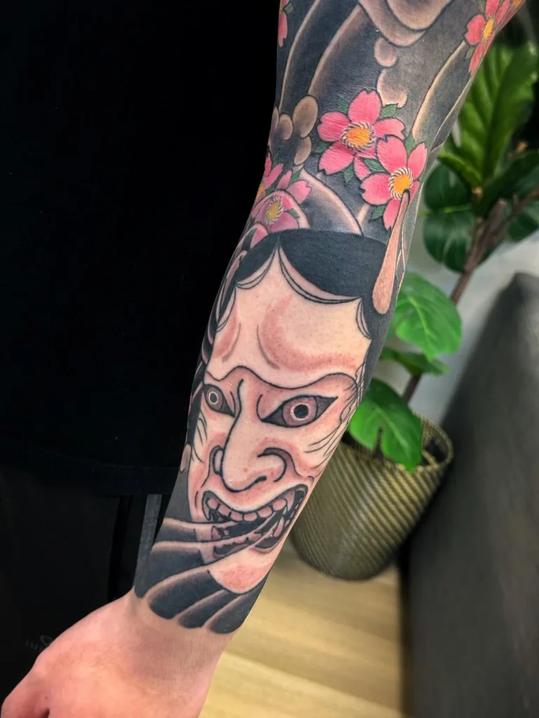 Namanari Mask Full Sleeve Forearm Japanese Traditional Irezumi Tattoo - Sleeves - Japanese tattoo Vancouver by Horiryu II