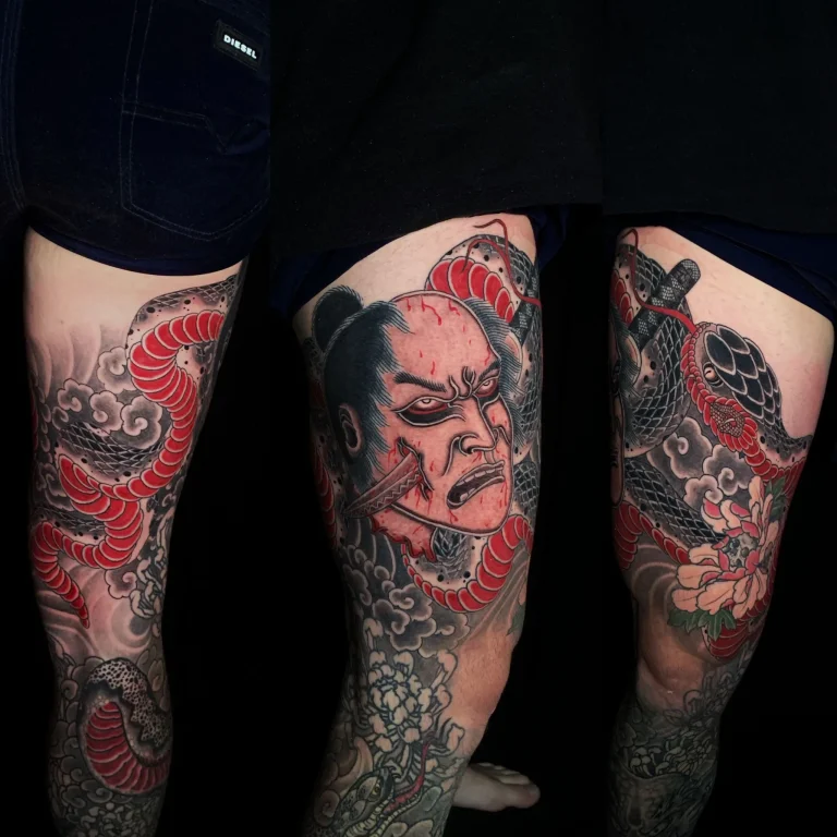Namkubi Hebi Severed Head Leg Piece Filler Japanese Traditional Tattoo Irezumi - Small Pieces - Japanese tattoo Vancouver by Horiryu II
