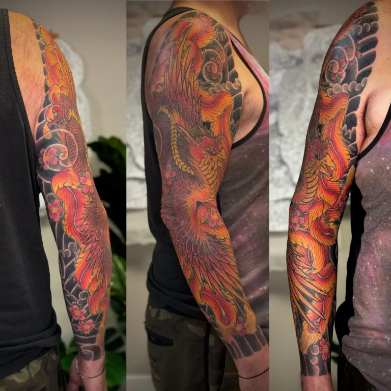 Phoenix Hoo Cherry Blossom Sakura Full Arm Sleeve Japanese Traditional Tattoo Irezumi - Sleeves - Japanese tattoo Vancouver by Horiryu II