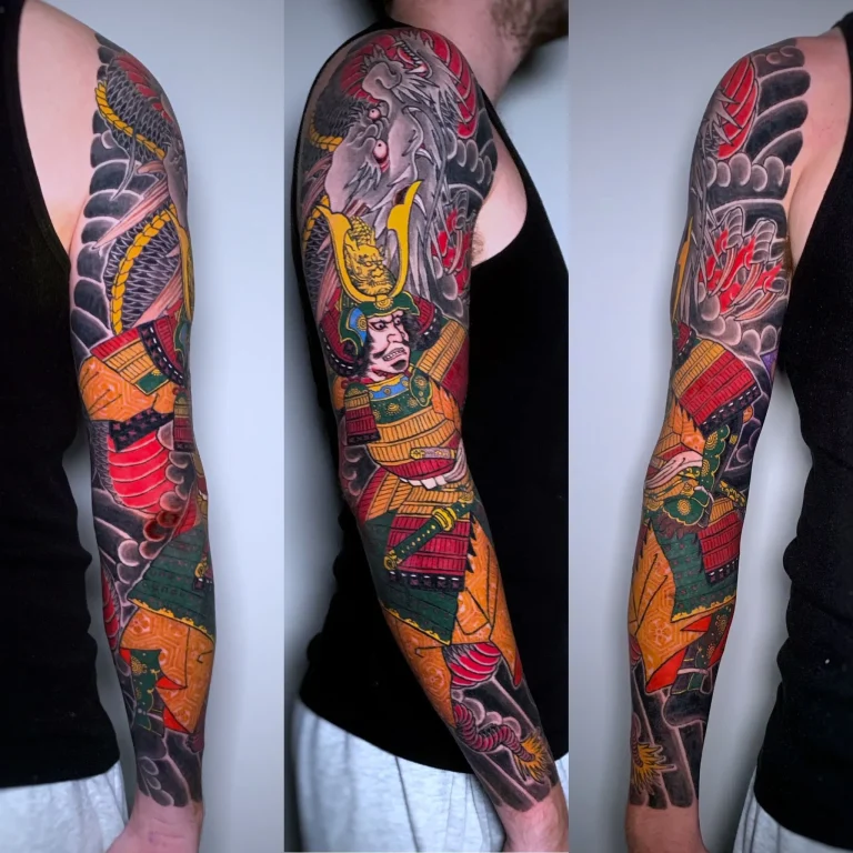 Samurai Warrior Ukiyoe Dragon Ryu Japanese Traditional Tattoo Irezumi - Sleeves - Japanese tattoo Vancouver by Horiryu II